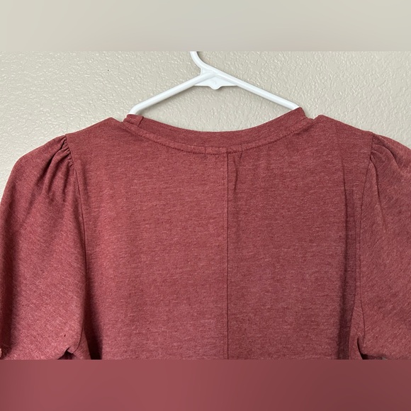 LAmade Linen Blend 'Brentwood Tee' Ruched Sleeve Casual Chic BOHO Size XS NWT - Picture 10 of 11